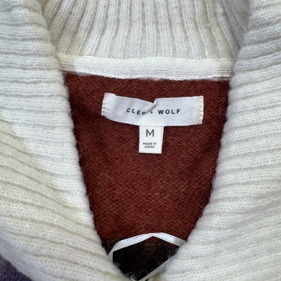 Cleo + Wolf Patchwork Knit Cardigan Sweater Floral Cottagecore Medium - Picture 4 of 5